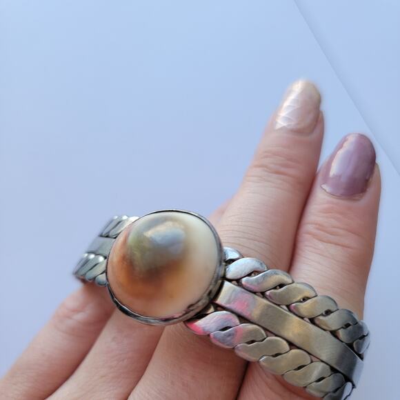 Sterling Shell Braided Cuff Bracelet - Picture 1 of 6